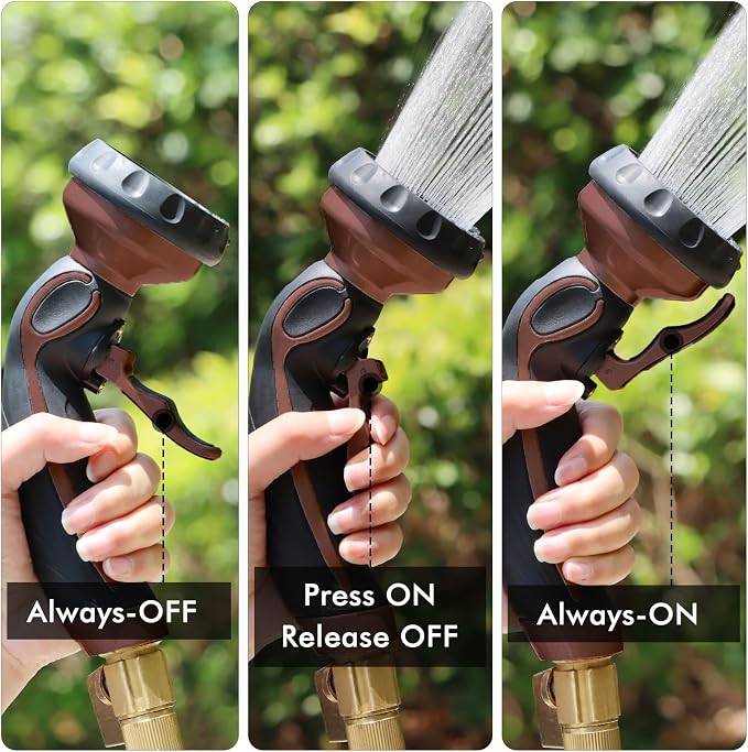 RESTMO Hose Nozzle with Easy Self-Lock Trigger, Heavy Duty Metal Water Hose - Image 2