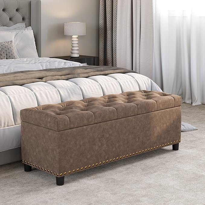 BELLEZE 47" Storage Ottoman, Storage Bench by BELLEZE