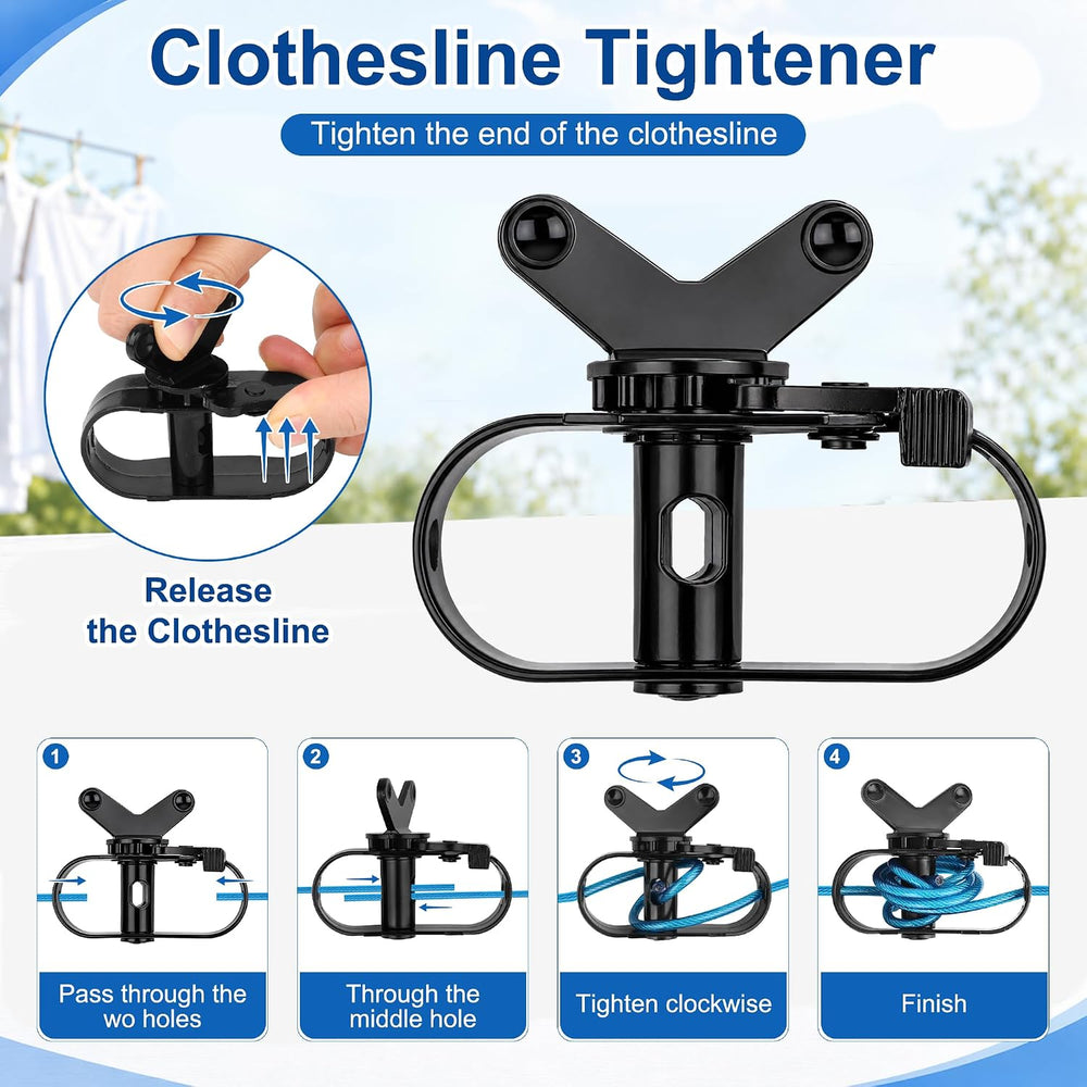 Outdoor Clothesline Kit, Metal Clothes line Pulley Kit for Outside