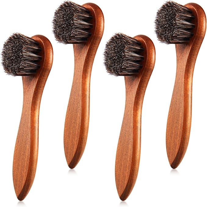 4 Pcs Horsehair Shine Shoes Brush Kit Polish Dauber Applicators Cleaning by ZJoey