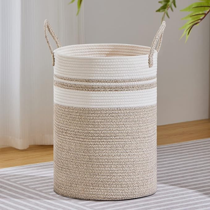 VIPOSCO Large Laundry Hamper, Tall Woven Rope Storage Basket by VIPOSCO