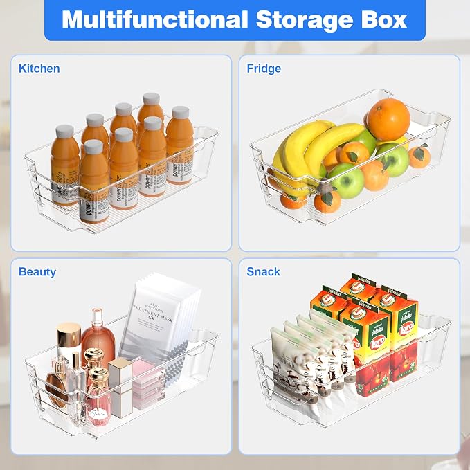 Clear Refrigerator Storage Bins, 8-Piece Set, Stackable Kitchen Organizer - Image 5