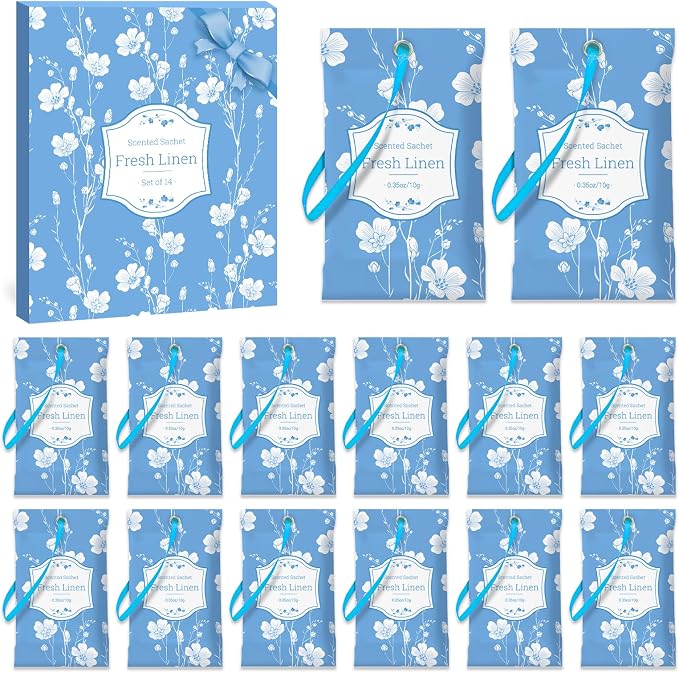 SCENTORINI Scented Sachets for Drawers and Closets, Linen Scent 14 Pack - Image 8
