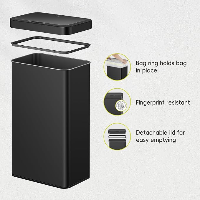 EKO Nova Sensor Trash Can, 21 Gallon/80 Liter Stainless Steel Rectangular - Image 7