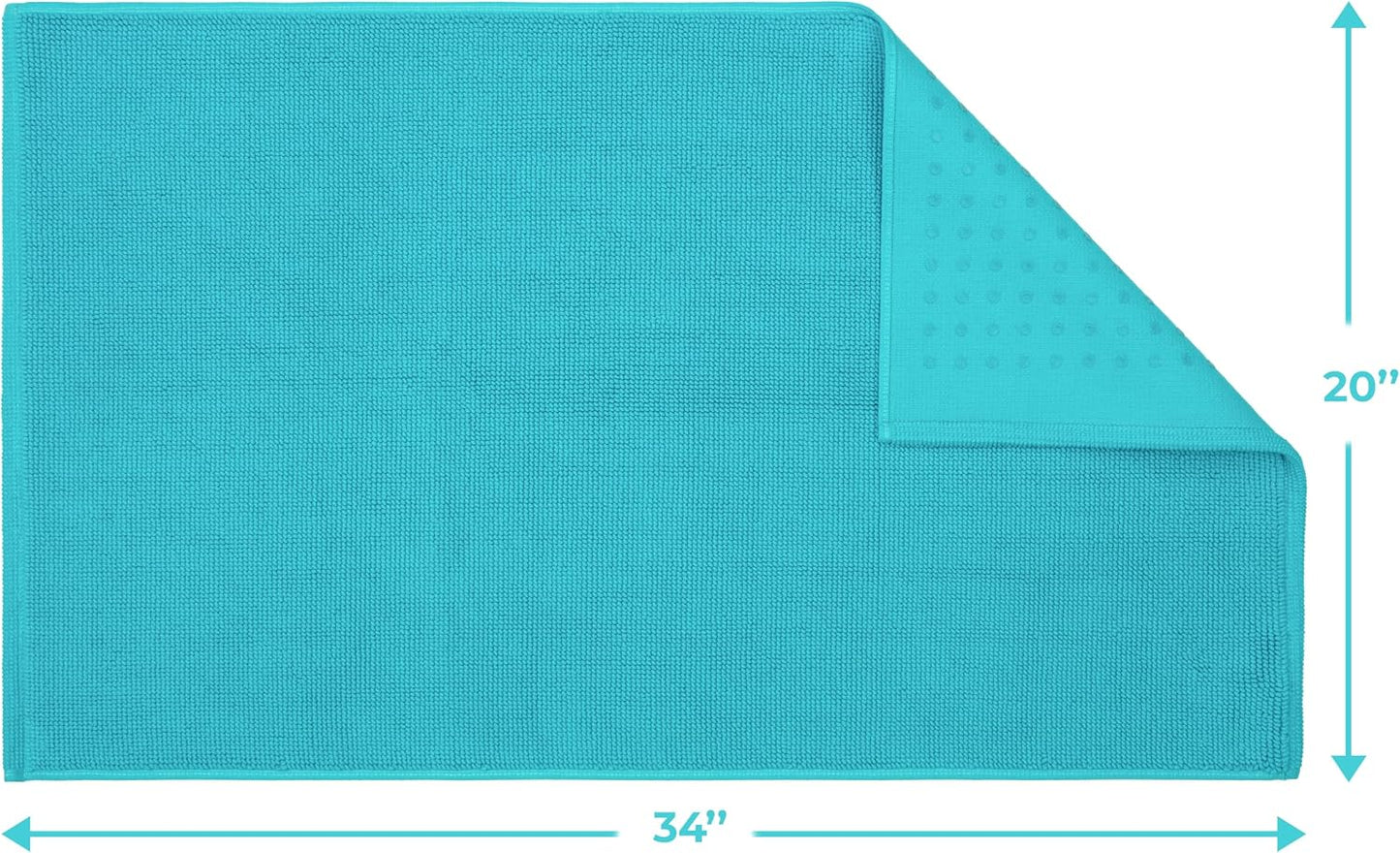 Cotton Paradise 100% Cotton Turkish Bathmat Rug, Soft Absorbent Quick Dry Non Slip, 20x34 Bathmat Rug, Turquoise