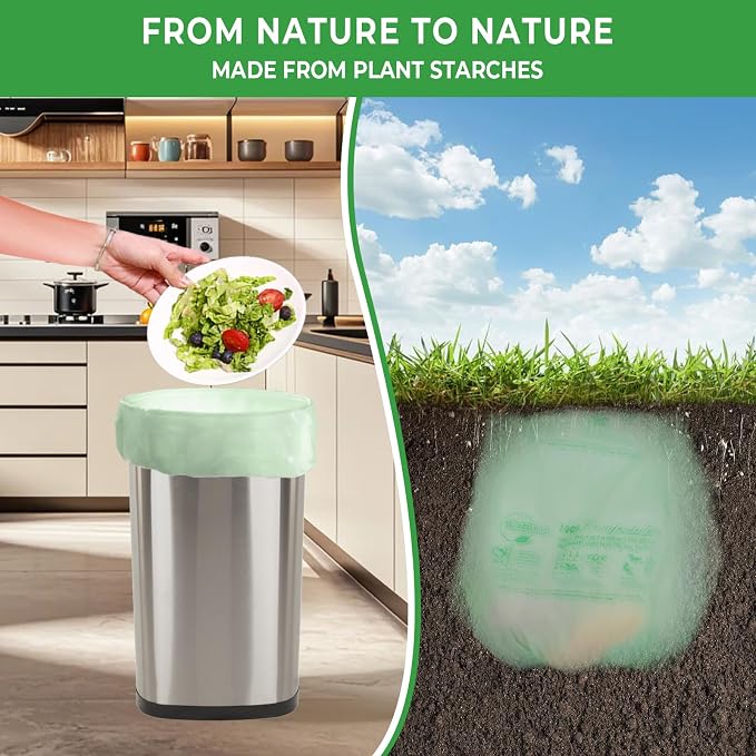 Compostable Trash Bags, 13 Gallon / 49.2 Liter, Extra Thick 0.9 Mil Tall - Image 5