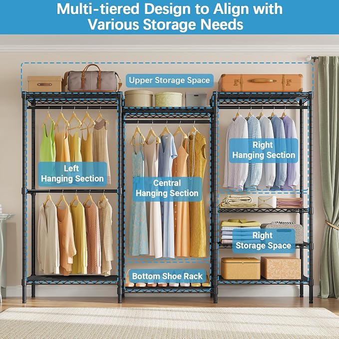 VIPEK V5C Plus Covered Clothes Rack Portable Wardrobe Closet, Heavy Duty - Image 9