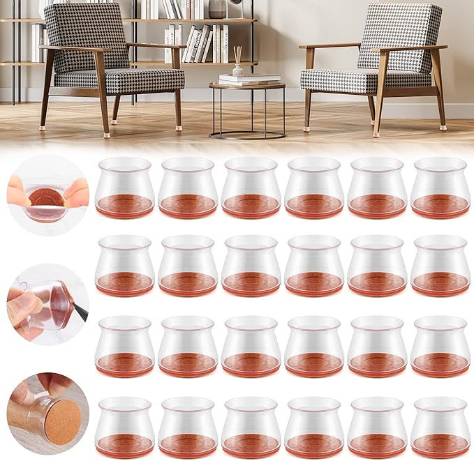 24PCS Upgraded Silicone Chair Leg Floor Protectors by Violibar