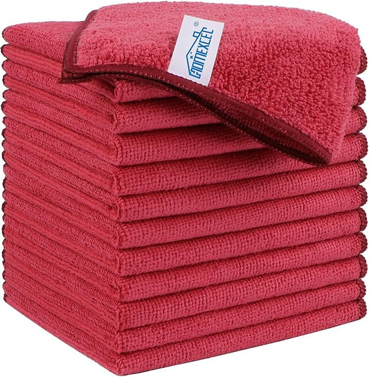 HOMEXCEL Red Microfiber Cleaning Cloth, 12 Pack Premium Microfiber Towels by HOMEXCEL