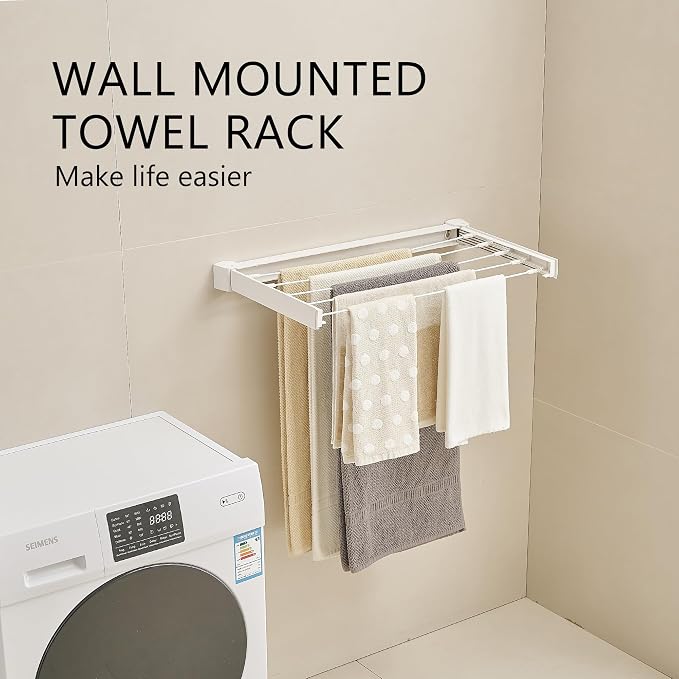 JOOM Laundry Drying Rack Collapsible, Wall Mounted Drying Rack, Clothes Drying - Image 2