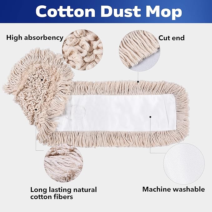 Matthew Cleaning 24'' Cotton Dust Mop Refill Washable Thick Tufted Replacement - Image 4