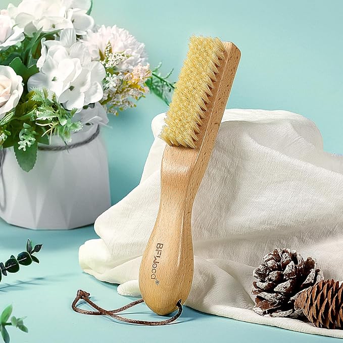 BFWood Laundry Stain Brush, Large Natural Soft Boar Bristles, Removes Tough - Image 7