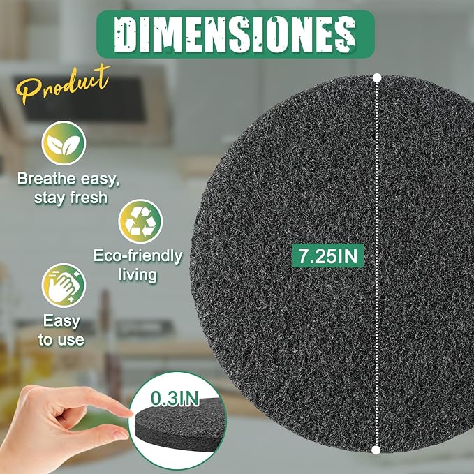 7.25 Inch Charcoal Filters for 10 Pack Kitchen Countertop Compost Bins - Image 2