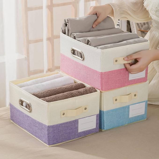 PRANDOM Fodable Storage Bins for Closet Decorative Fabric Storage Baskets Cubes - Image 7