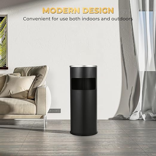 Trash Can Outdoor Waste Container Round Stainless Steel Trash Can - Image 5
