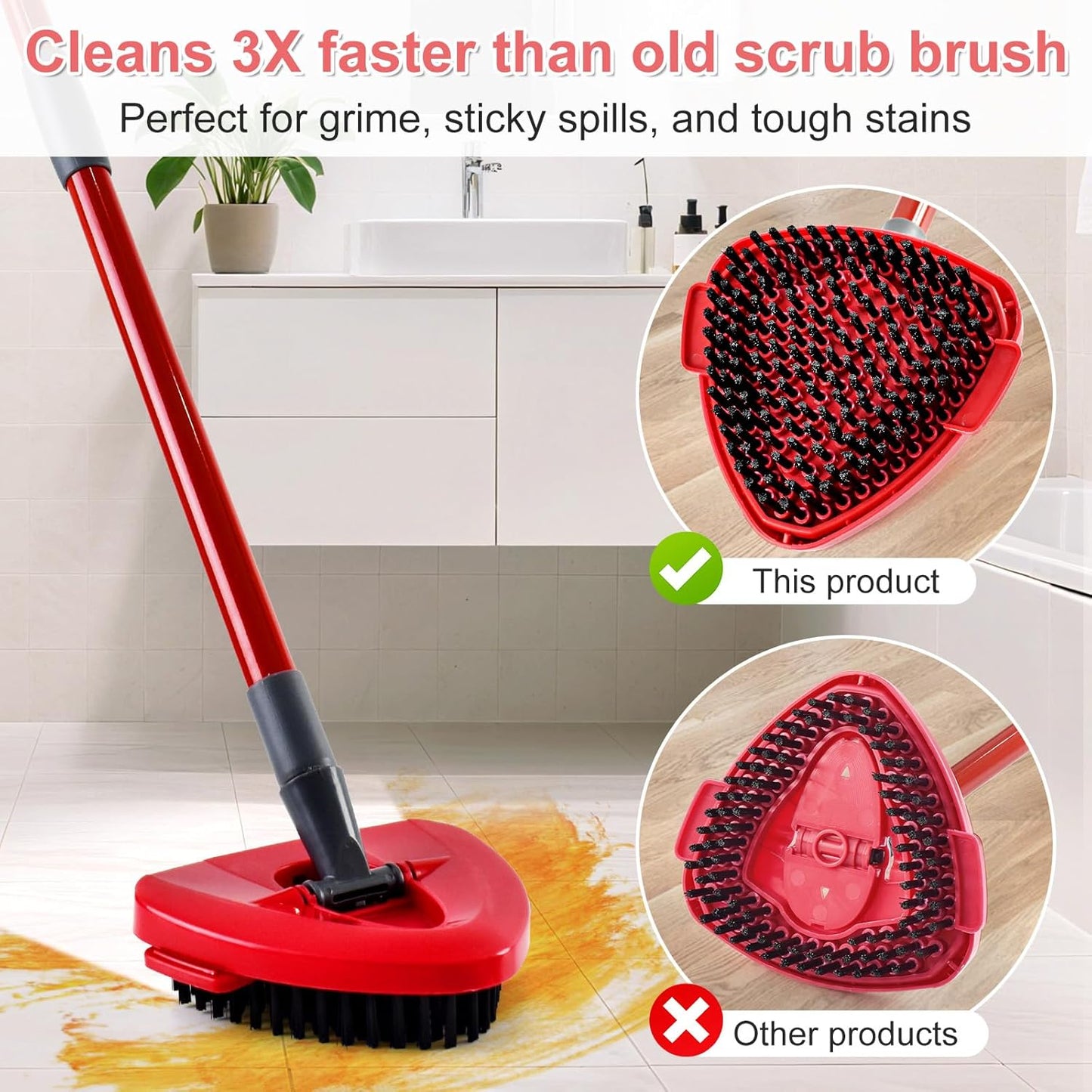 Mop Heads Replacement for Ocedar, Mop Replace Head for Ocedar EasyWring 1 Tank, Include 4 Microfiber Refills Replacement Head Deep Cleaning Machine Washable,1 Upgrade More Bristles Scrub Brush,1 Base