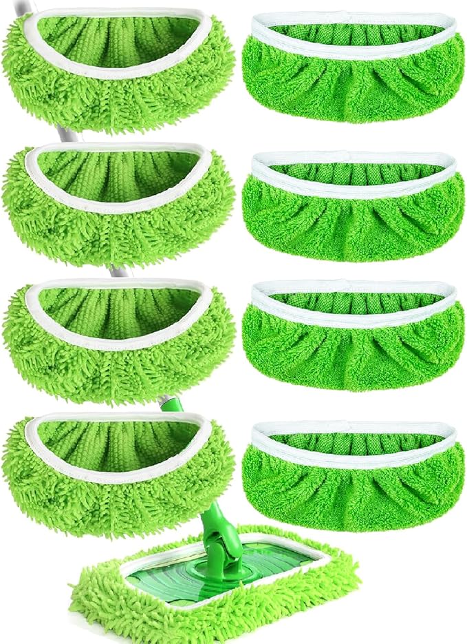 8PCS Reusable Microfiber Mop Pads Washable Wet Pads Compatible by Cleanwithoutthehassle