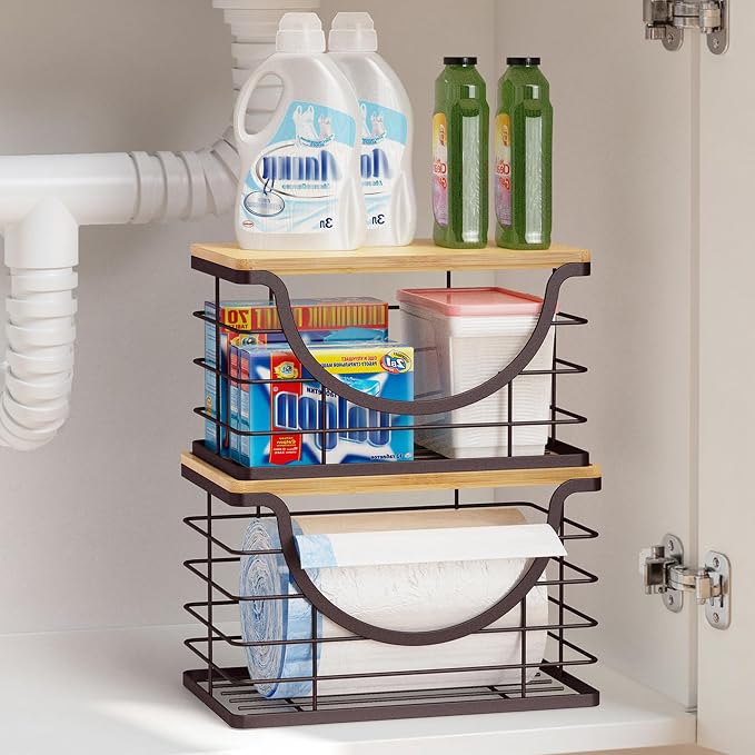 Extra Large Trash Bag Holder Under Sink Stackable Kitchen Storage 2 Pack - Image 2