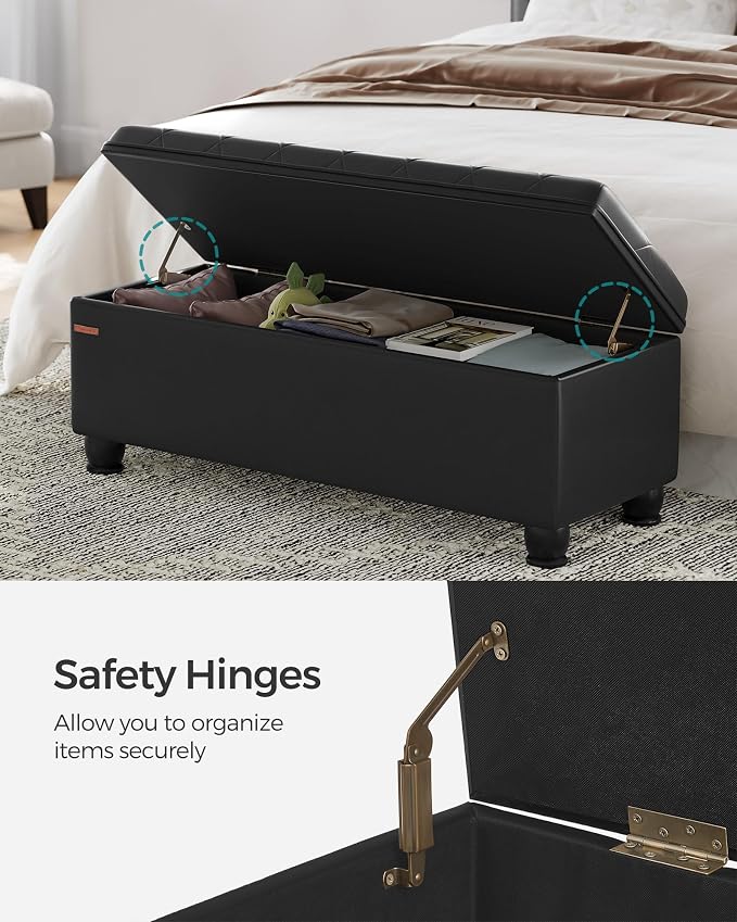SONGMICS Storage Ottoman, Storage Bench, Tufted Entryway Bedroom Bench - Image 6