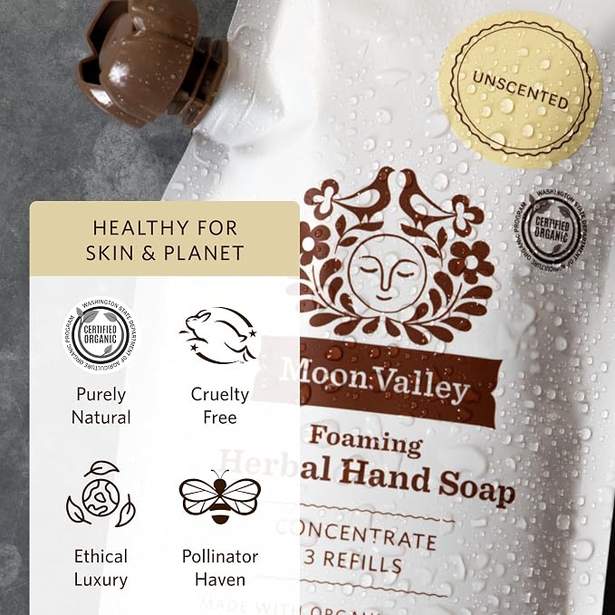 Moon Valley Foaming Hand Soap Refill Pouch, Two-Pack Unscented Soap, Vegan and - Image 5