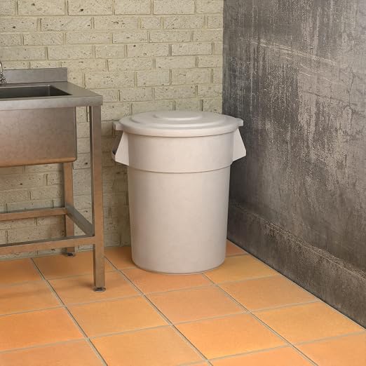 55 Gallon White Round Commercial Trash Can - Image 4