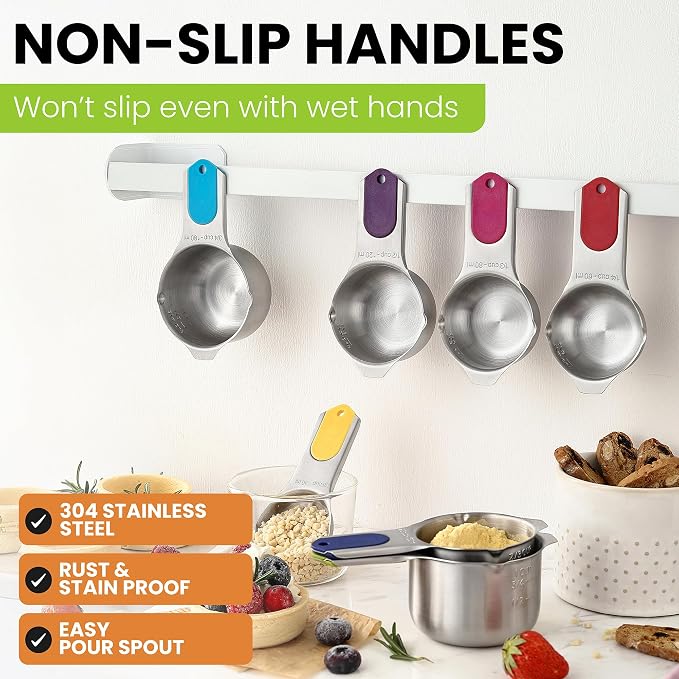 Spring Chef Magnetic Stainless Steel Measuring Cups, Kitchen Tools - Image 3