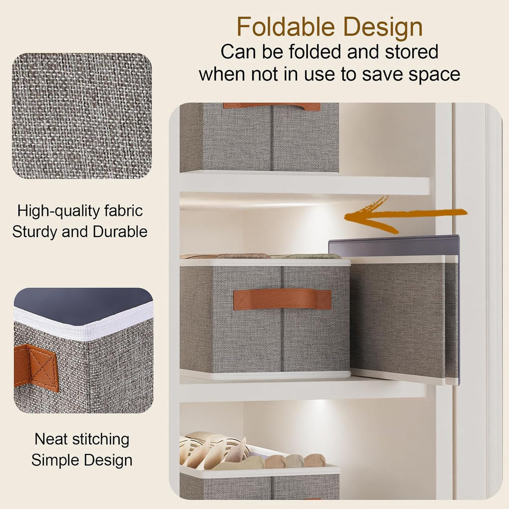 Foldable Long Storage Boxes,15x6x5 In,Gray Fabric Bins,5-Pack