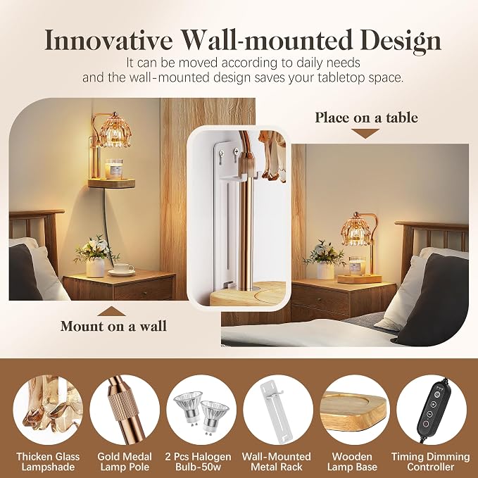 Candle Warmer Lamp with Timer Dimmer, Modern Wax Warmer - Image 4