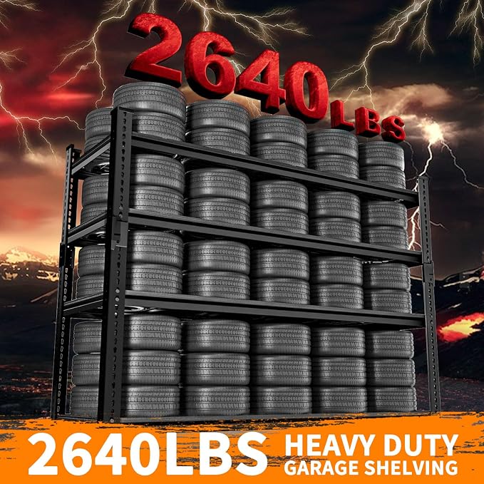 Storage Shelves Heavy Duty 3 PCS, 4-tier Adjustable Metal Industrial Utility - Image 4
