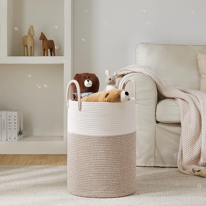 YOUDENOVA Woven Rope Laundry Hamper Basket, 72L Tall Luandry Basket, Baby - Image 2