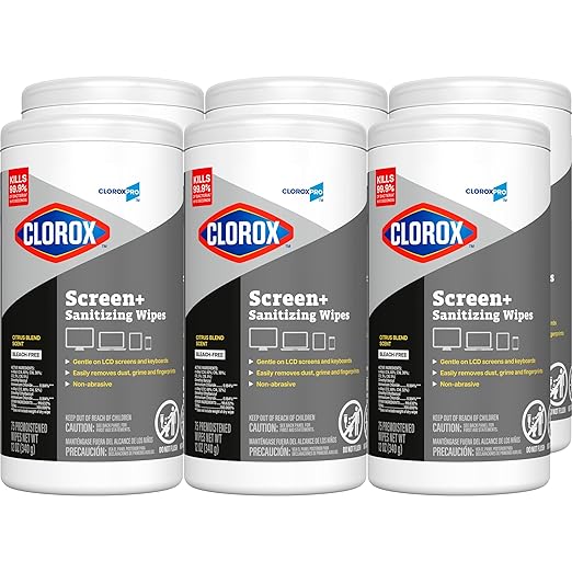 CloroxPro Clorox Screen+ Sanitizing Wipes, Bleach Free Cleaning Wipes, Citrus by CloroxProfessional