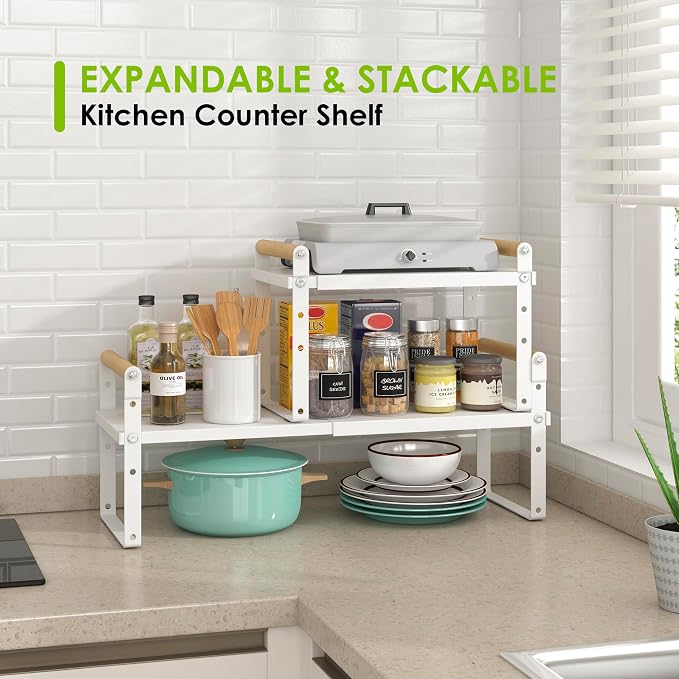 DOLALIKE Expandable kitchen Countertop Organizer, Stackable Cabinet Shelf - Image 6
