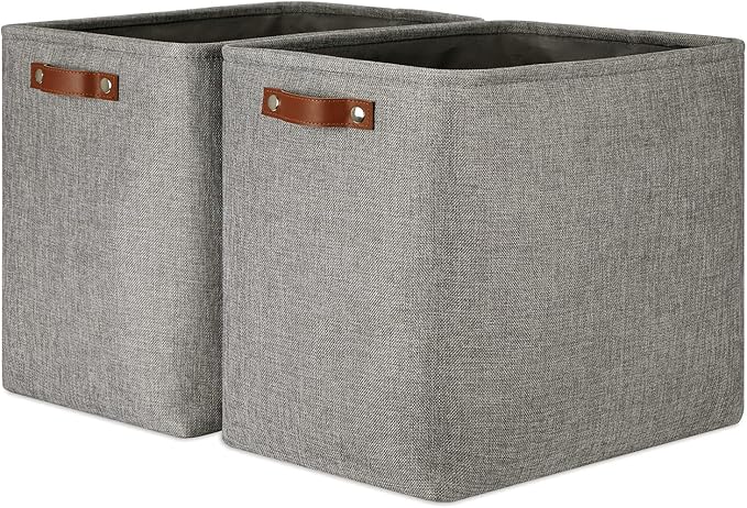 DULLEMELO Grey Storage Baskets 2 Pack Extra Large Fabric Shelf Baskets by DULLEMELO