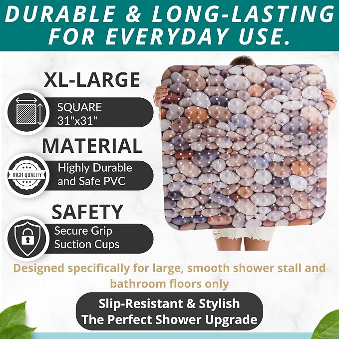 ENKOSI Extra Large Square Non Slip Shower Mat - Image 3