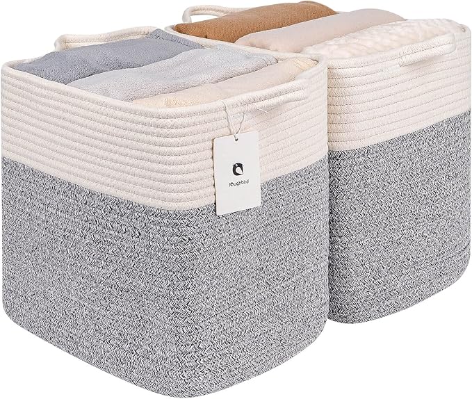 Medium and Large Woven Basket//With Handle, Used by Laughbird