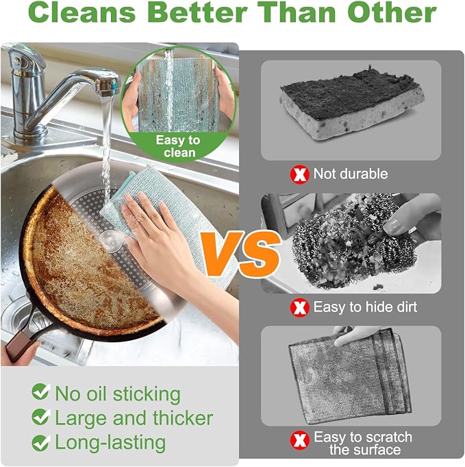 10counts Non Scratch Wire Dishcloth Multipurpose Wire Dishwashing Rag - Image 3
