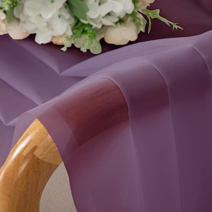 Chyhomenyc Plum Sheer Curtains 96 inches Long 2 Panels, Light Filtering Soft - Image 7