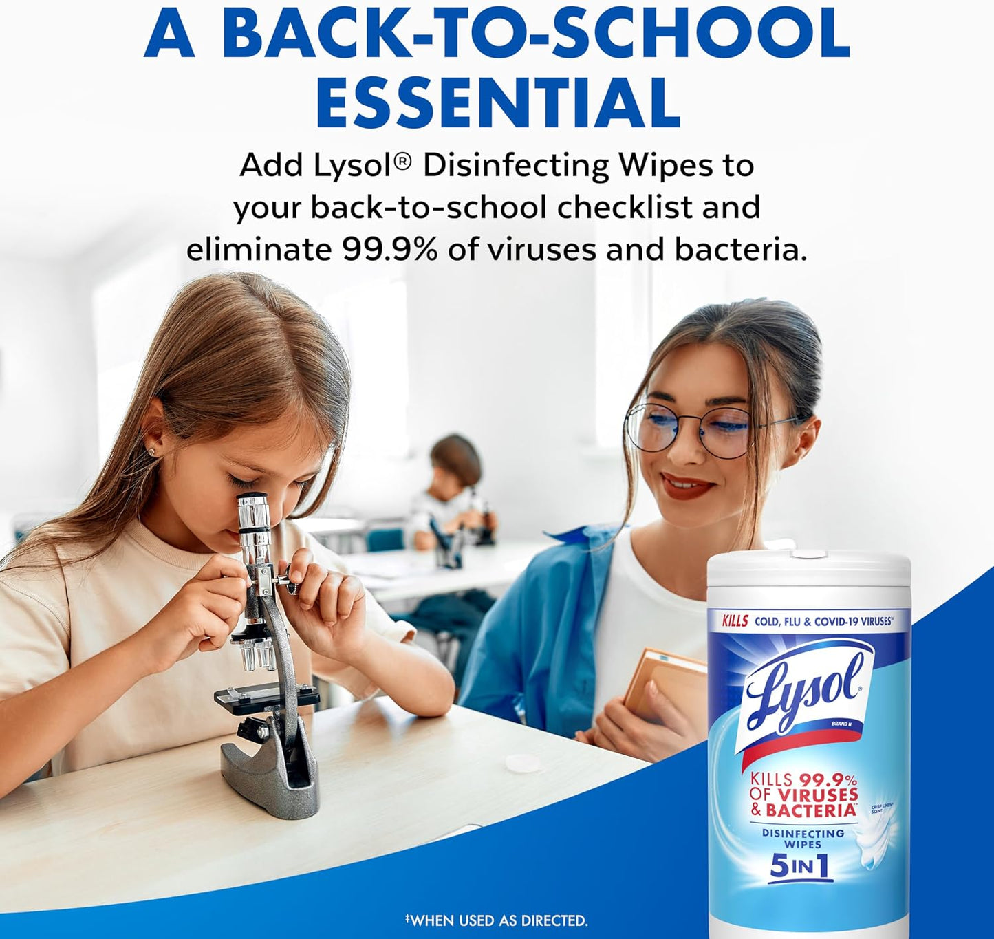 Lysol Disinfecting Wipes, Multi-Surface Cleaner, Crisp Linen, 80 ct. | All Purpose Cleaner, Sanitizing, Deodorizing, Apartment Essentials, Back To School Cleaning Supplies, Kitchen & Bathroom Wipe