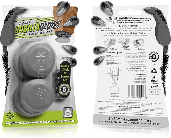 GorillaGlides CB503 2 Inch Furniture Sliders/Screw On Glide Floor Protectors - Image 2