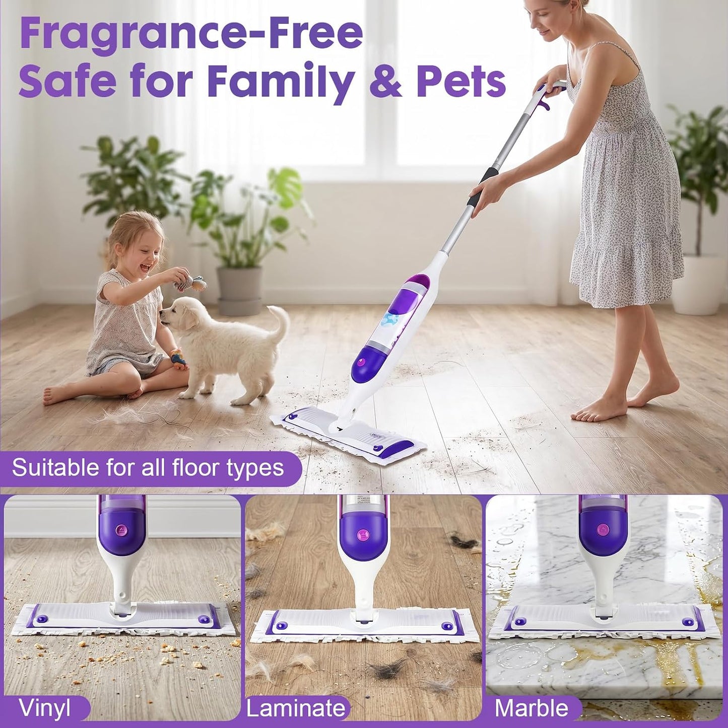 Power Mop Refills for Swiffer PowerMop, 20 Count Thick Multi-Surface Mopping Pad Refill, Unscented Disposable Power Mop Pads for Wet Dry Floor Cleaning, Tile, Hardwood, Laminate