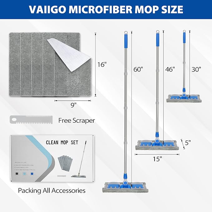 Professional Microfiber Hardwood Floor Mop, Flat Mops - Image 5