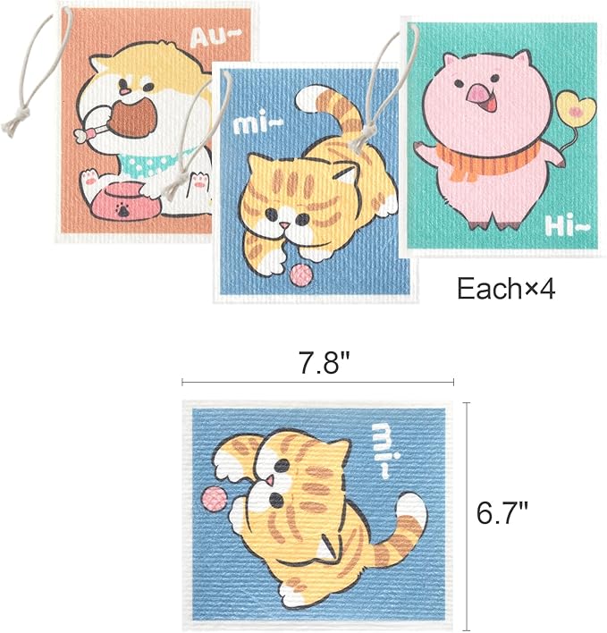 JOYMOOP Cartoon Cellulose Cleaning Cloth, Reusable Absorbent Dish Towels - Image 5
