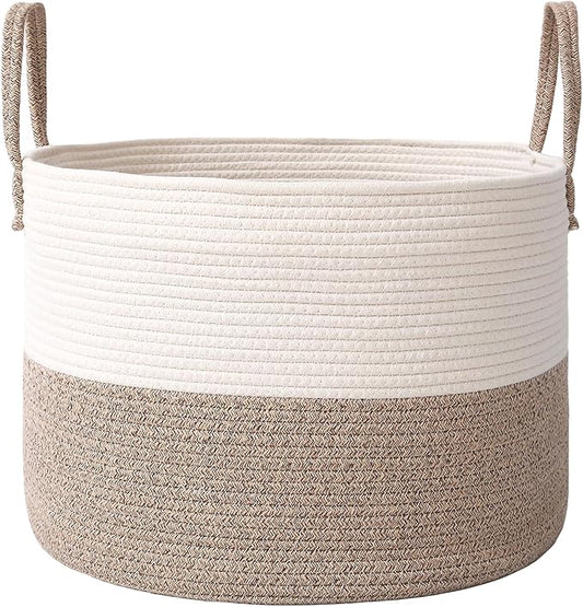 Woven Blanket Basket, 65L Large Rope Storage Bin by JMvicyroam