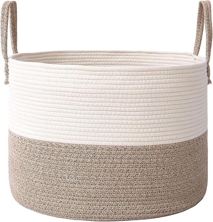 Woven Blanket Basket, 115L Large Rope Storage Bin by JMvicyroam