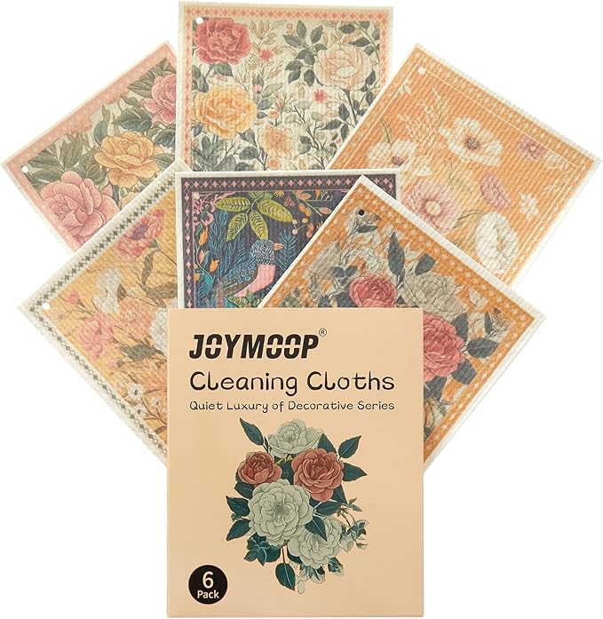 JOYMOOP 6 Pack Dishcloths for Kitchen, Reusable Absorbent Non-Scratch Cleaning by JOYMOOP