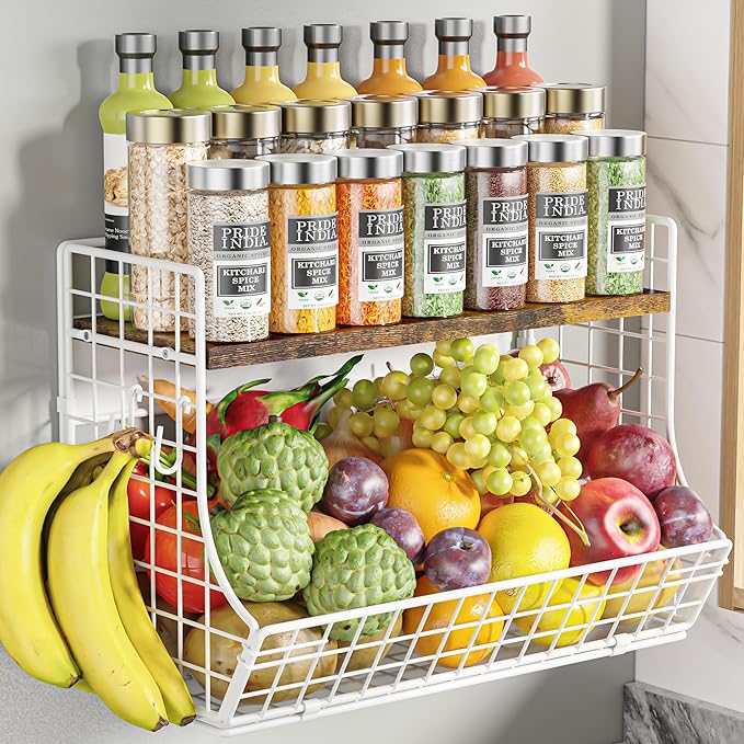 Magnetic Shelf for Fridge with Wood Lid, Fruit Potato and Onion Storage Bins by Unknown
