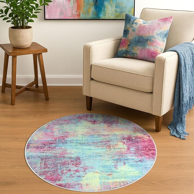 IOHOUZE Round Area Rug 3 Ft Circle Entryway Rugs Round Washable Door Mat Indoor - Image 2