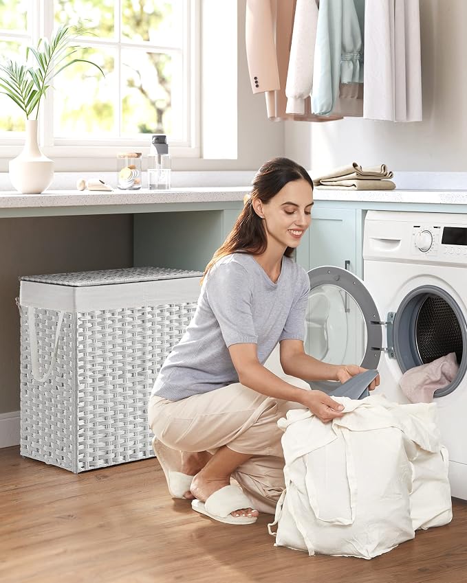 SONGMICS Laundry Hamper with Lid, 110L Clothes Hamper with 2 Removable Liner - Image 2