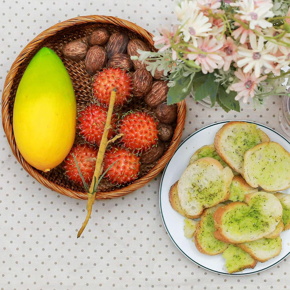 Rattan Bread & Fruit Serving Baskets Set of 3, Round Wicker Baskets for K...