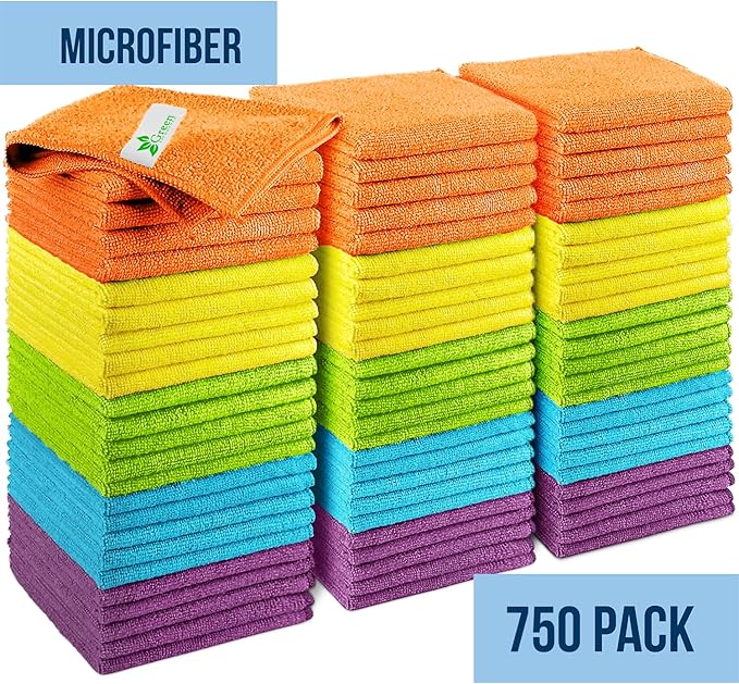 GREEN LIFESTYLE Chamois Cloth, Microfiber Cleaning Cloth 750 Pack, Borderless - Image 7